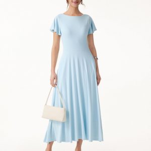 SkinKiss Boatneck Fit-and-Flare Maxi Travel Bra Dress with Pockets - Image 8