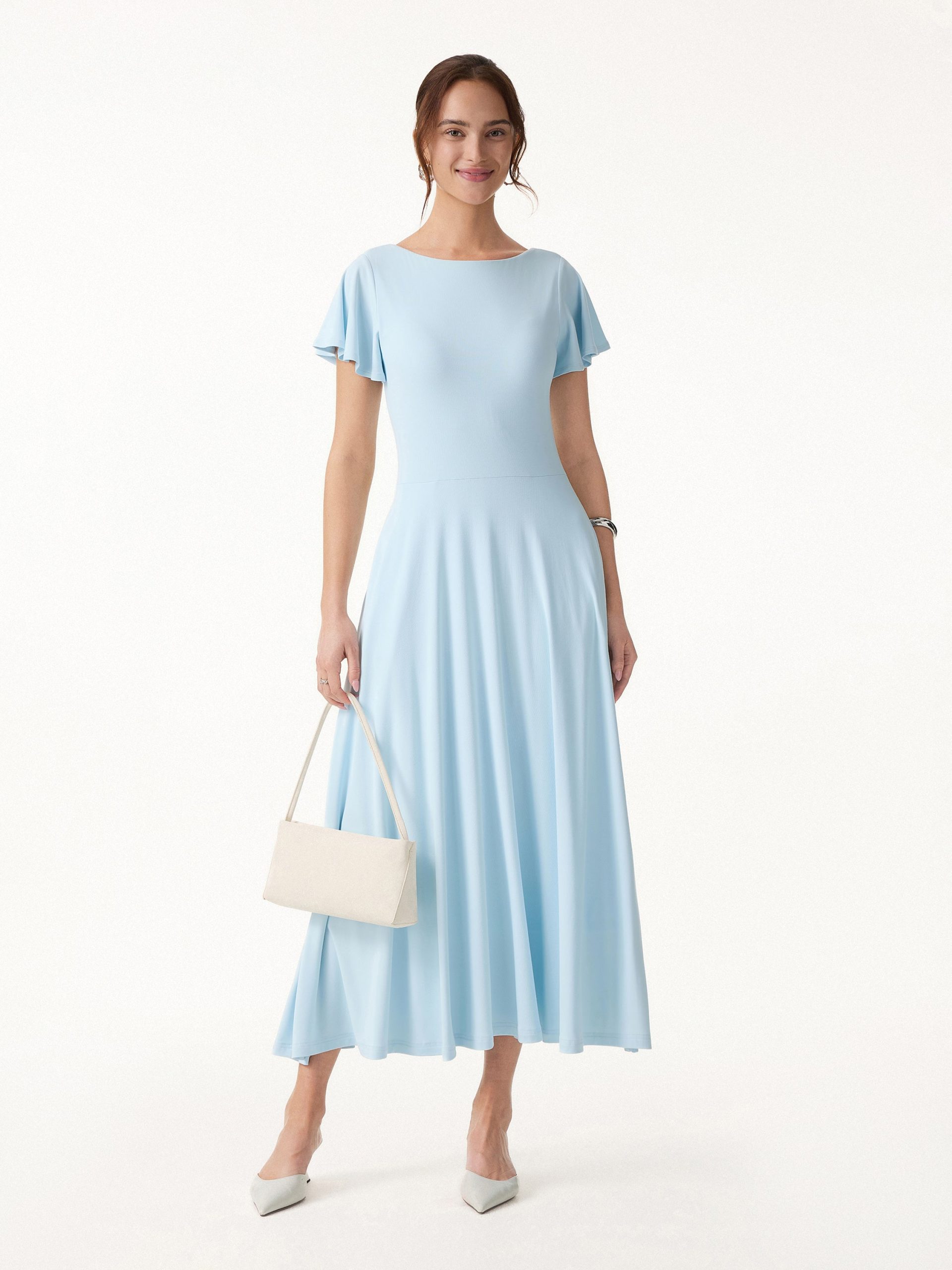 SkinKiss Boatneck Fit-and-Flare Maxi Travel Bra Dress with Pockets - Image 8