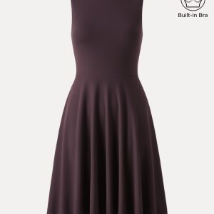 Stretchy Boatneck Fit-and-Flare Mini Bra Dress with Pockets - Image 12