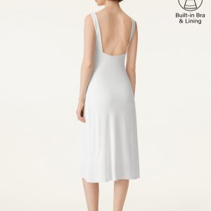 Classy Boatneck Open Back Bandless Midi Bra Dress - Image 10
