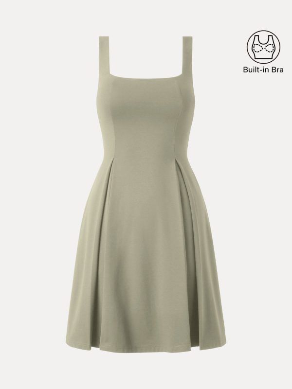 Square Neck Fit-and-flare Mini Bra Dress