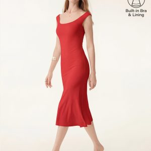 Scoop Neck Midi Low Back Bra Dress - Image 13