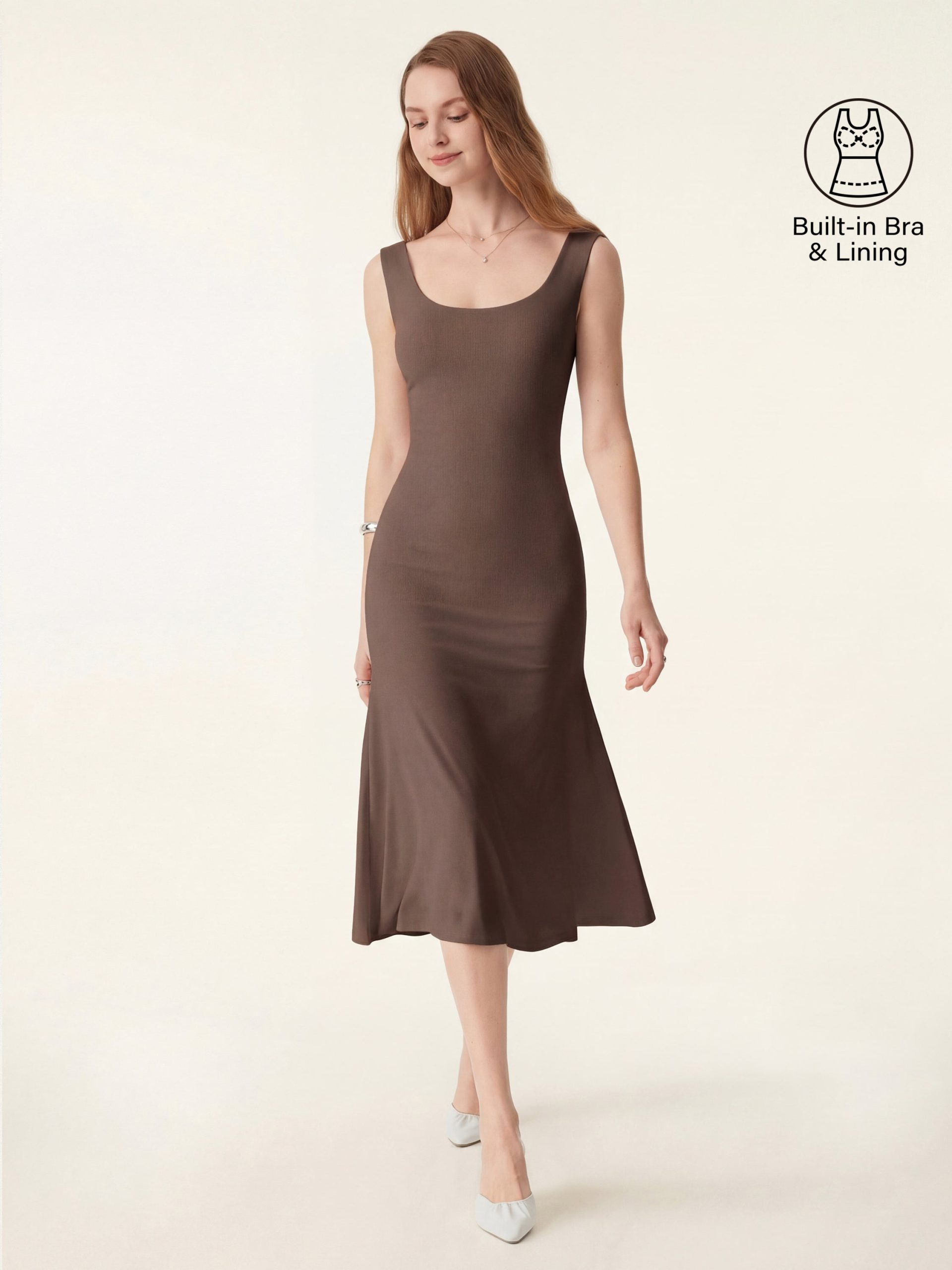 Scoop Neck Midi Low Back Bra Dress - Image 16