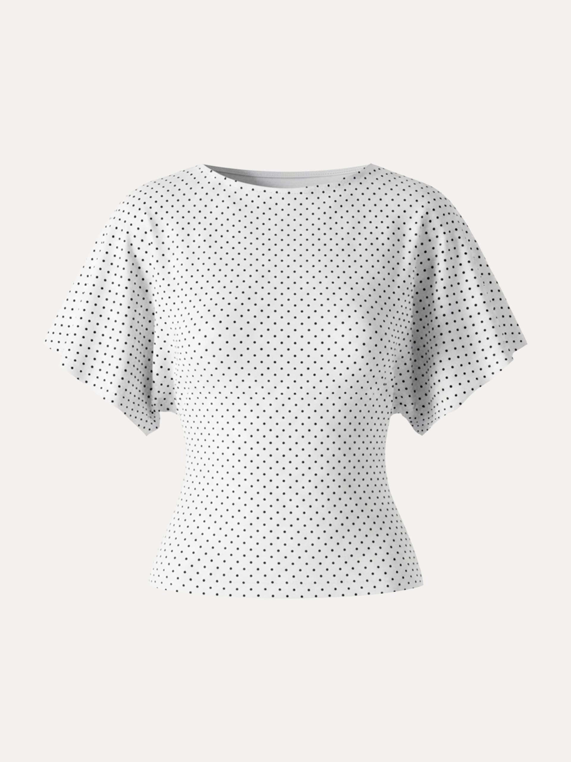Soft Stretch Cotton Boatneck Flutter Sleeves Polka Dot Top Limited Edition - Image 14