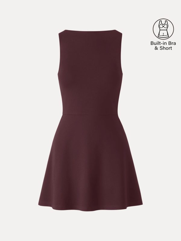 Classy Boatneck Fit-and-Flare Mini Bra Dress