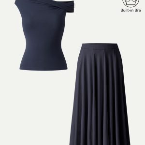 2Pcs Set Multi-wear Bra Top & Volume Skirt with Pockets - Image 6