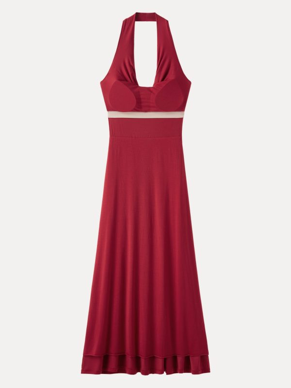 Stunning Cowl Neck Flared Maxi Bra Dress