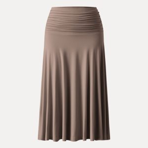 Flowy Side Ruched A-line Midi Skirt - Image 17