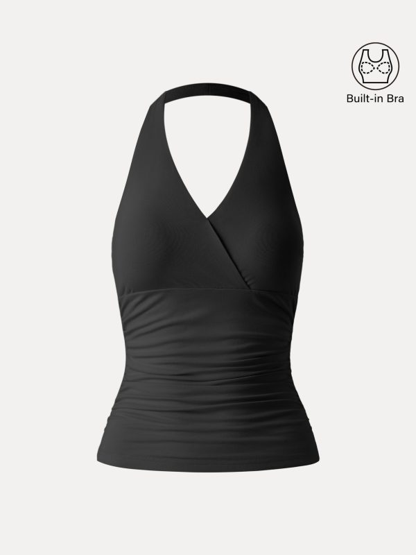 Halter Neck Side Gathered New Airy Bra Tank