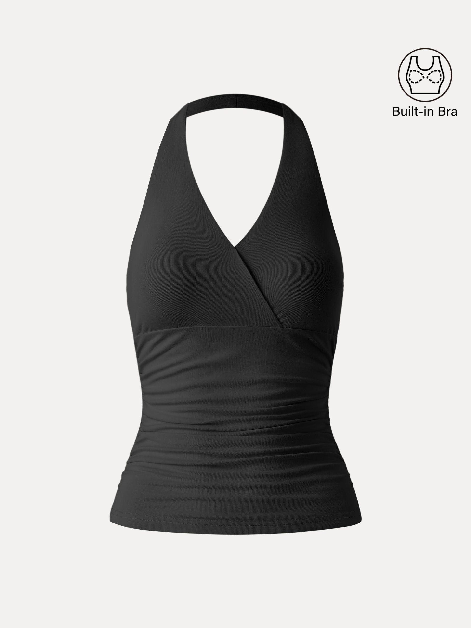 Halter Neck Side Gathered New Airy Bra Tank - Image 16
