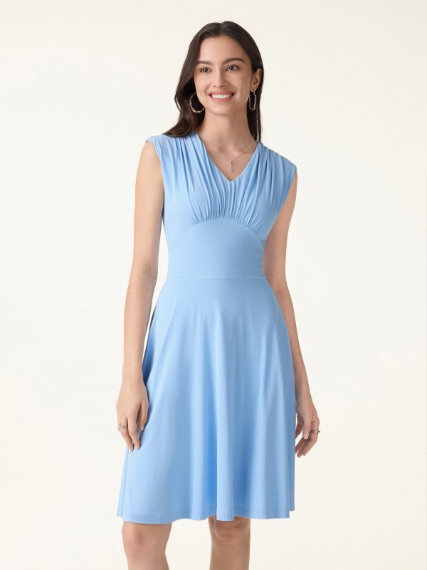 SkinKiss Cooling V-Neck Gathered Bra Dress with Pockets