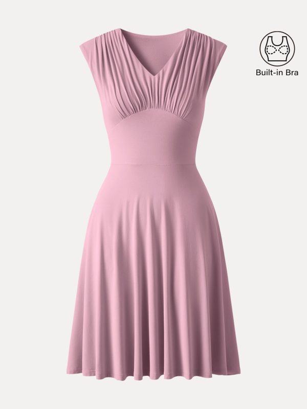 SkinKiss Cooling V-Neck Gathered Bra Dress with Pockets