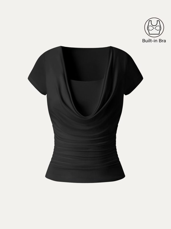 Smoothing Cowl Neck Ruched Bra Top