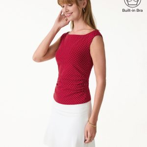 Stretch Cotton Polka Dot Boatneck Ruched Bra Top Limited Edition - Image 6