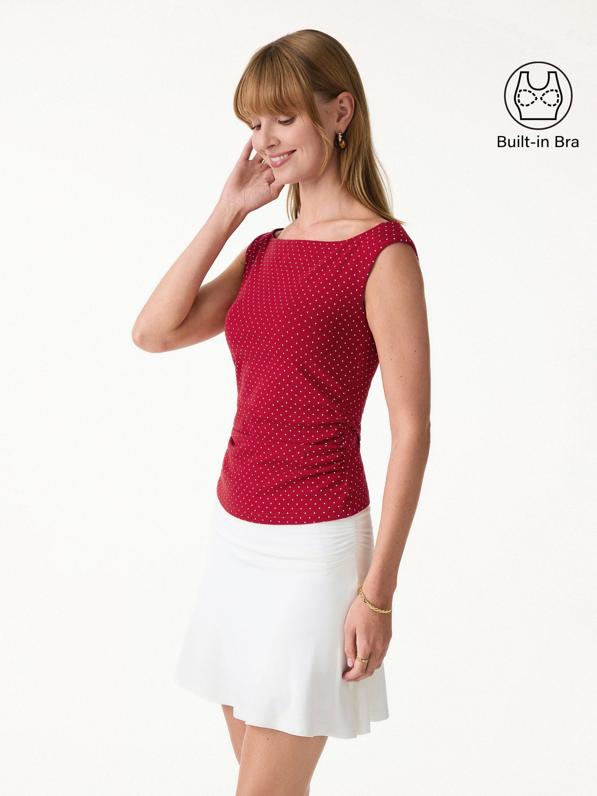 Stretch Cotton Polka Dot Boatneck Ruched Bra Top Limited Edition - Image 6