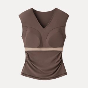 SkinKiss Cooling V-Neck Ruched Wide Shoulder Bra Tank - Image 7