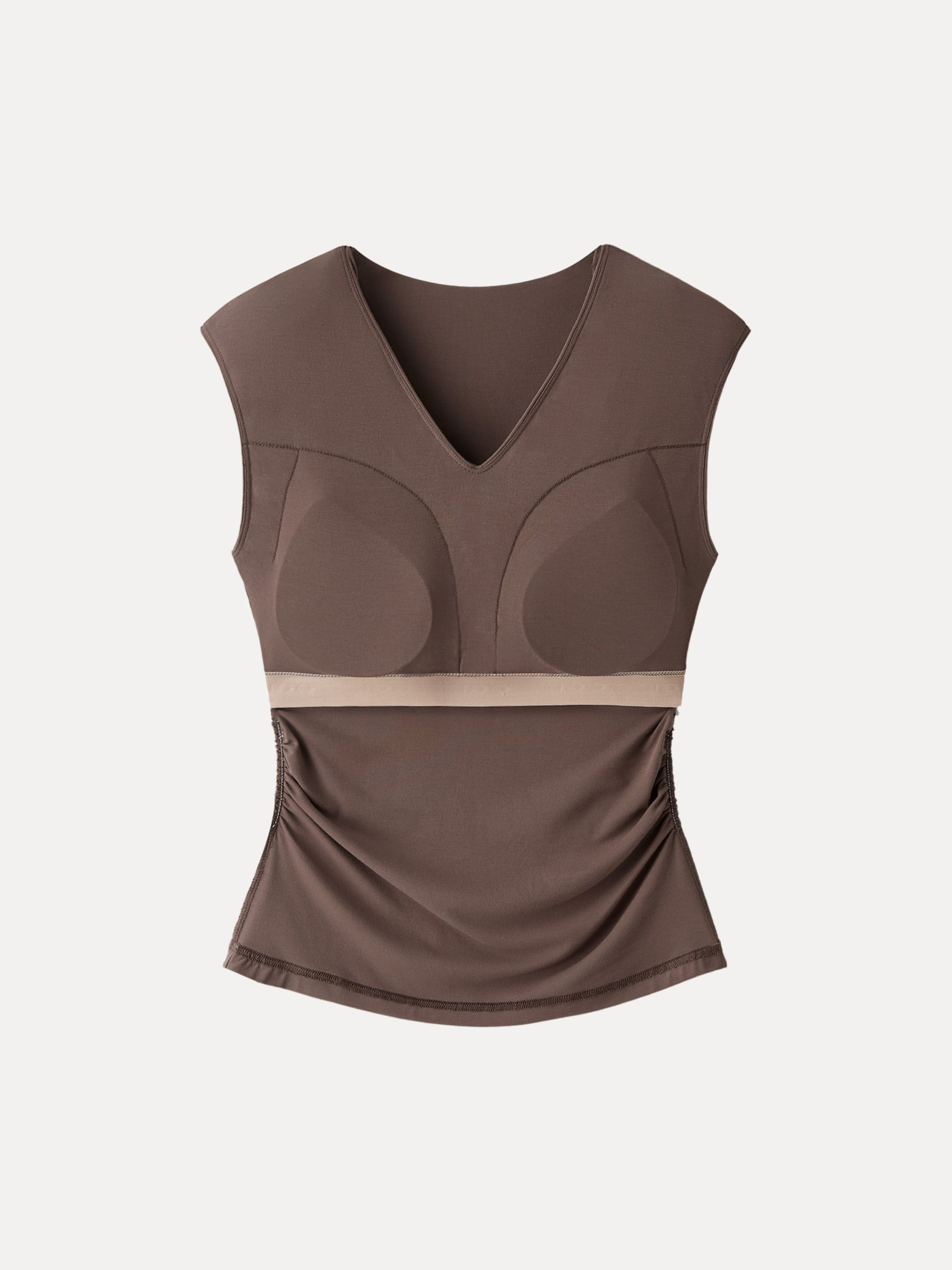 SkinKiss Cooling V-Neck Ruched Wide Shoulder Bra Tank - Image 7