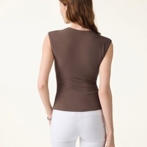 SkinKiss Cooling V-Neck Ruched Wide Shoulder Bra Tank - Image 6