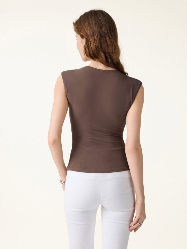 SkinKiss Cooling V-Neck Ruched Wide Shoulder Bra Tank