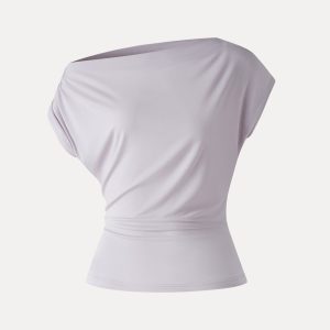 Cool-Touch Asymmetrical Ruched Shoulder Top - Image 11