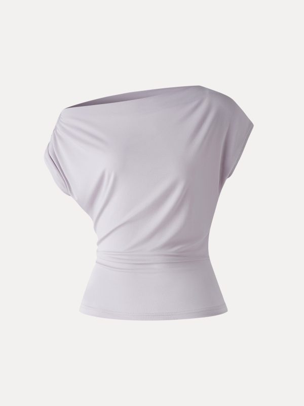 Cool-Touch Asymmetrical Ruched Shoulder Top
