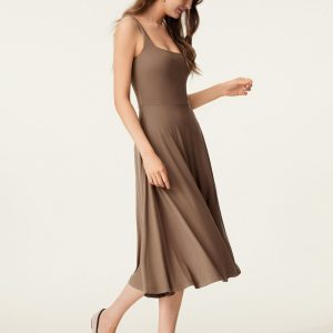 Square Neck Flowy New Airy Bra Midi Dress - Image 20