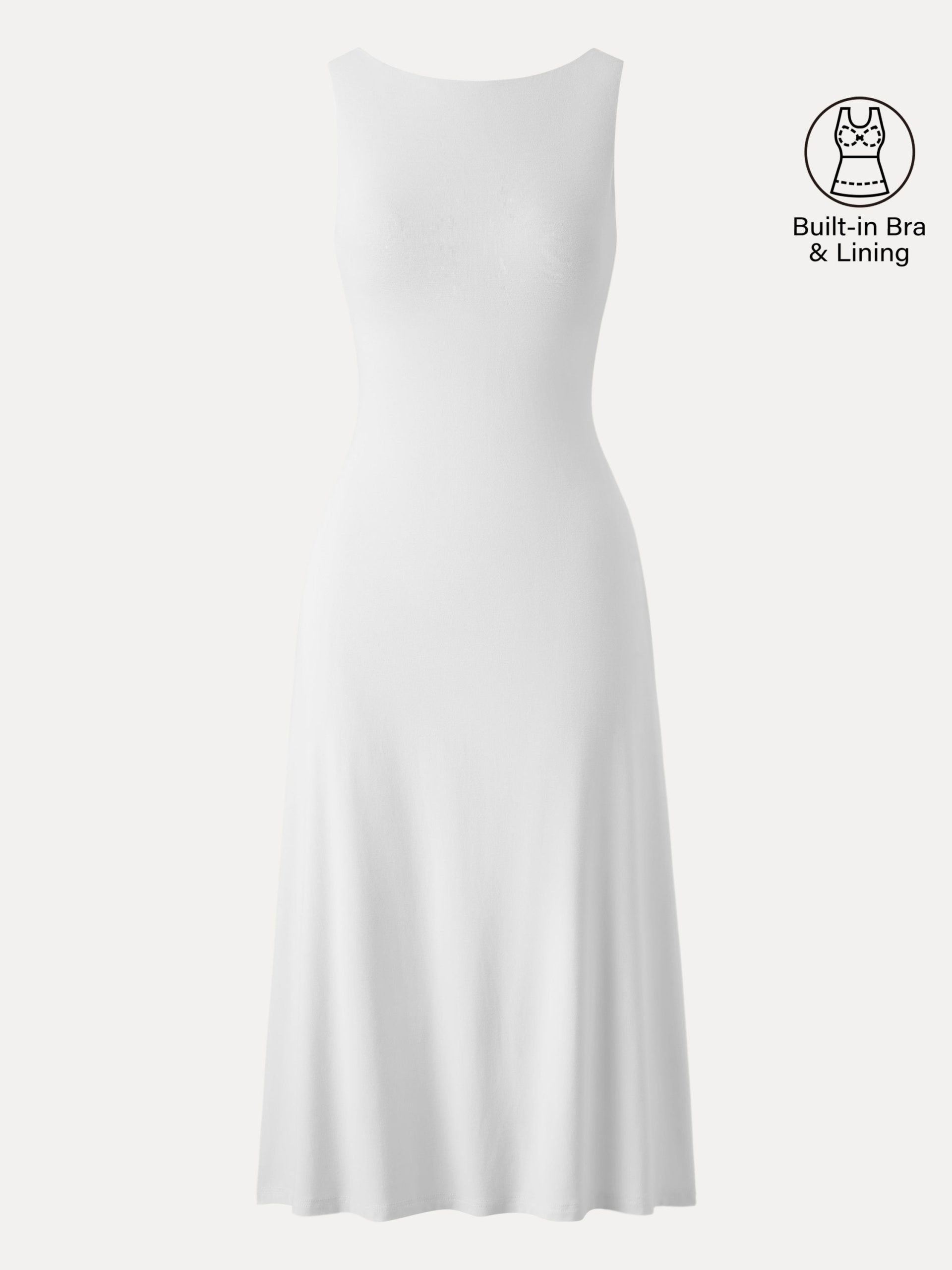Classy Boatneck Open Back Bandless Midi Bra Dress - Image 5