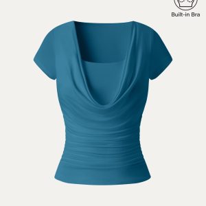 Smoothing Cowl Neck Ruched Bra Top - Image 14