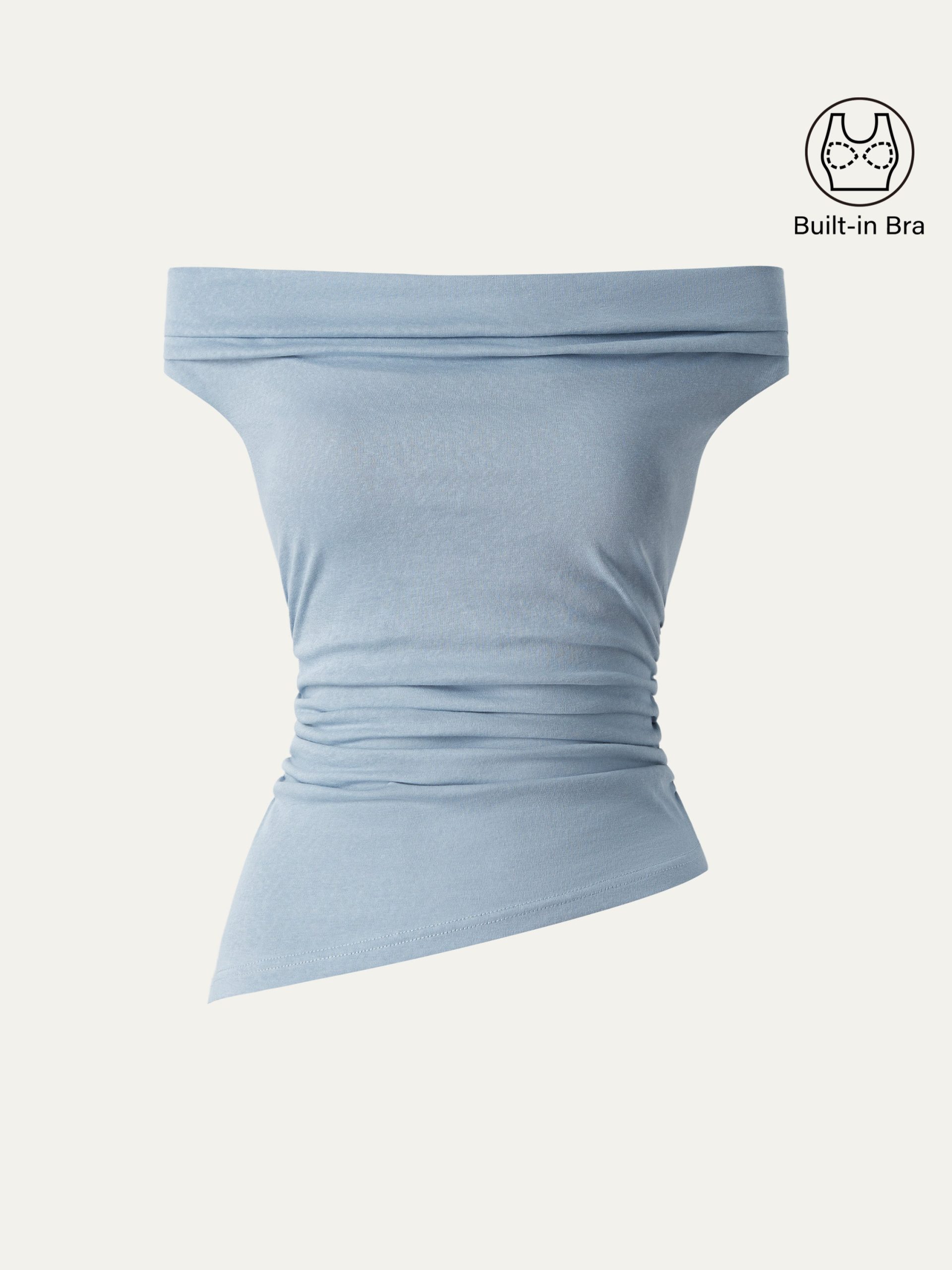 Off Shoulder Cotton-Linen Gathered New Airy Bra Tank - Image 2