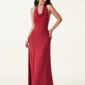Stunning Cowl Neck Flared Maxi Bra Dress - Image 5