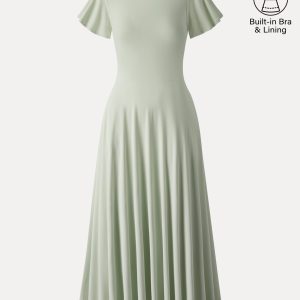SkinKiss Boatneck Fit-and-Flare Maxi Travel Bra Dress with Pockets - Image 5