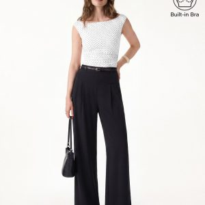Stretch Cotton Polka Dot Boatneck Ruched Bra Top Limited Edition - Image 16