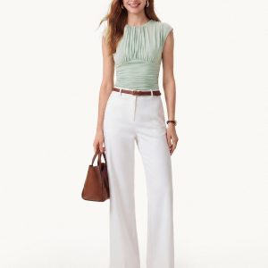 Cooling SkinKiss Ruched Round Neck Cap Sleeve Bra Top - Image 15