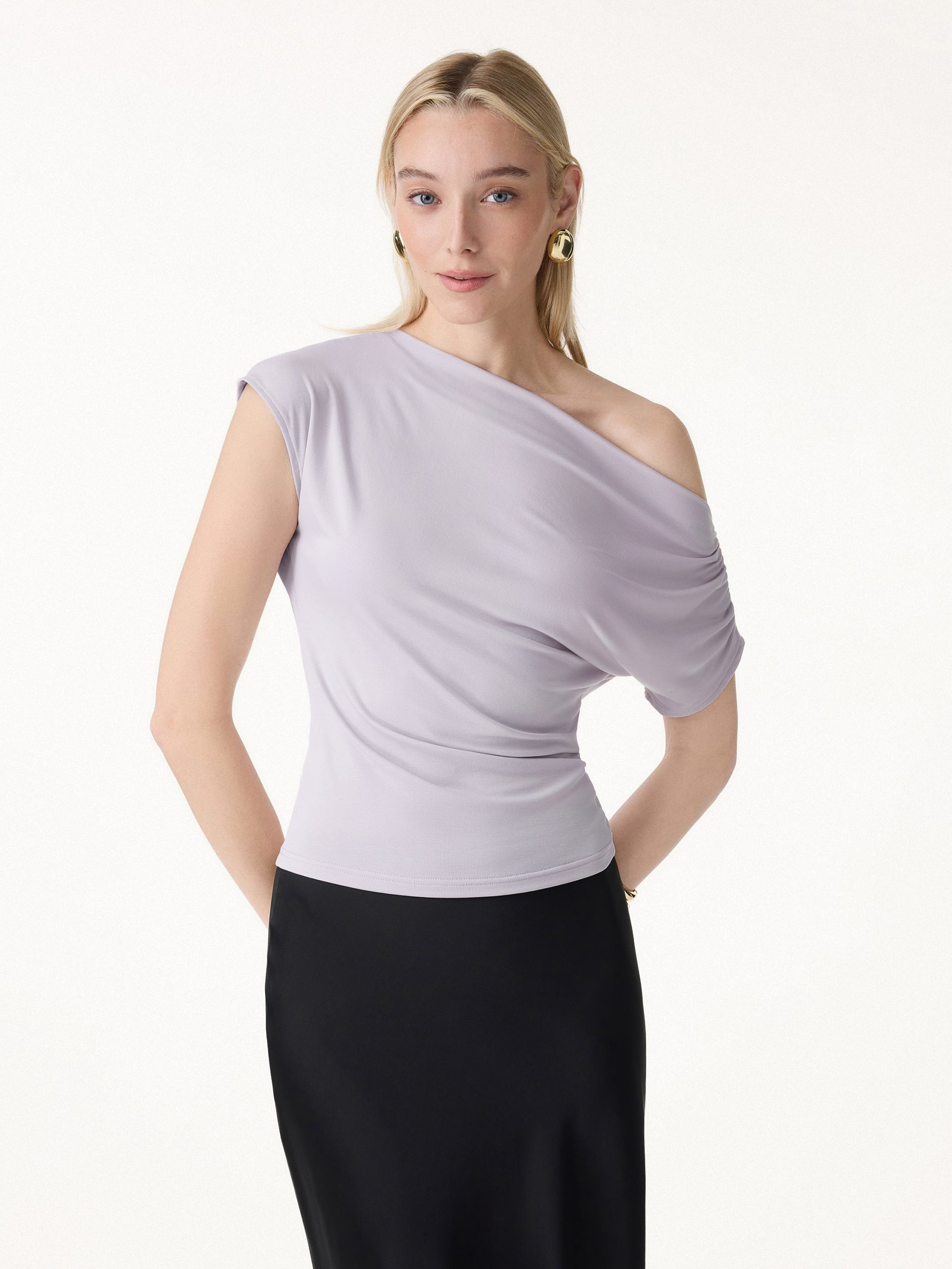 Cool-Touch Asymmetrical Ruched Shoulder Top - Image 6