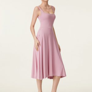 Square Neck Flowy New Airy Bra Midi Dress - Image 7