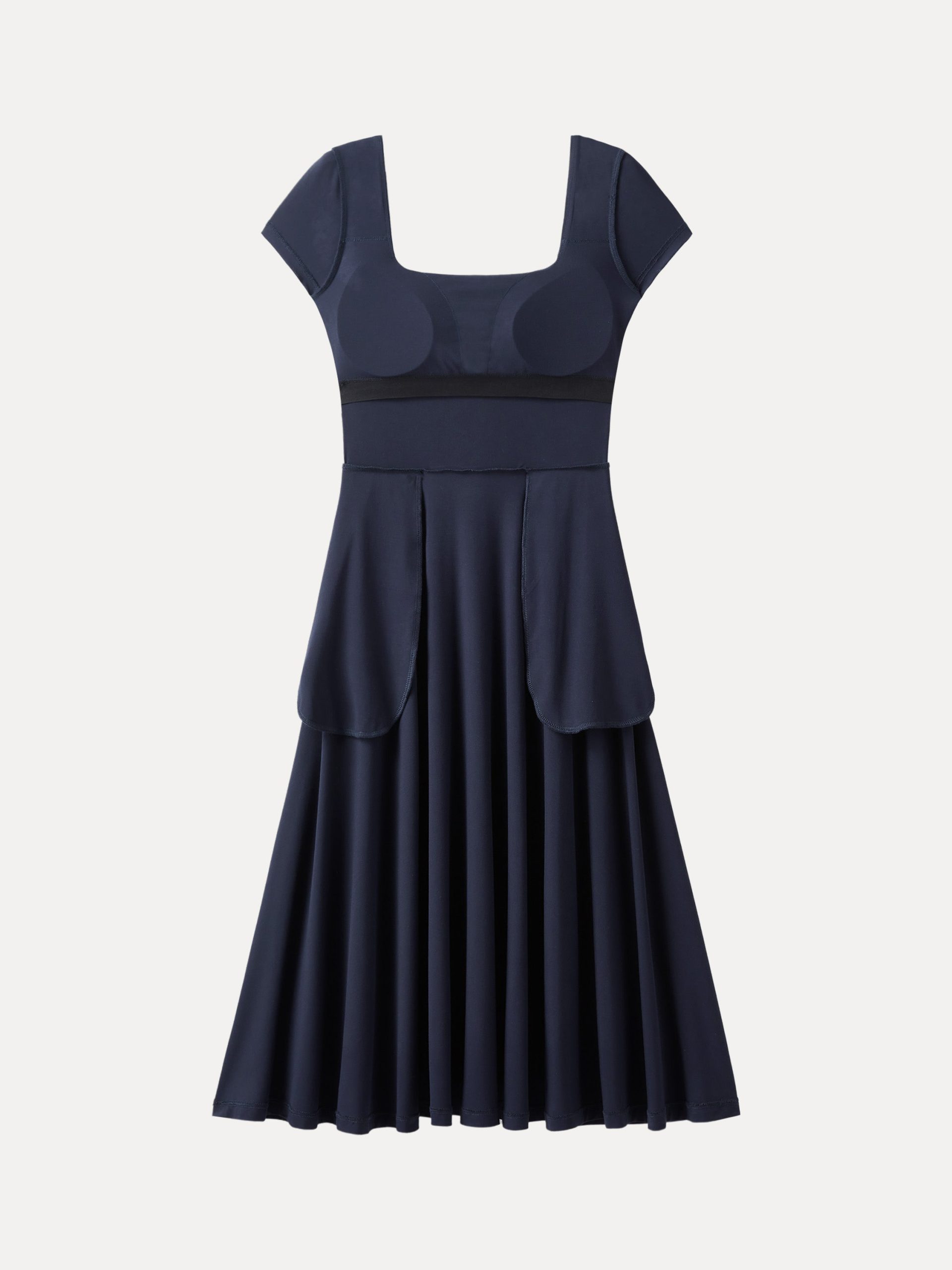 Flowy Square Neck Short Sleeve Midi Bra Dress - Image 11