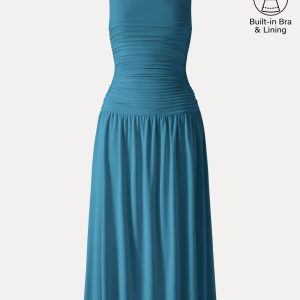 SkinKiss Cooling Boatneck Ruched Midi Bra Dress - Image 15