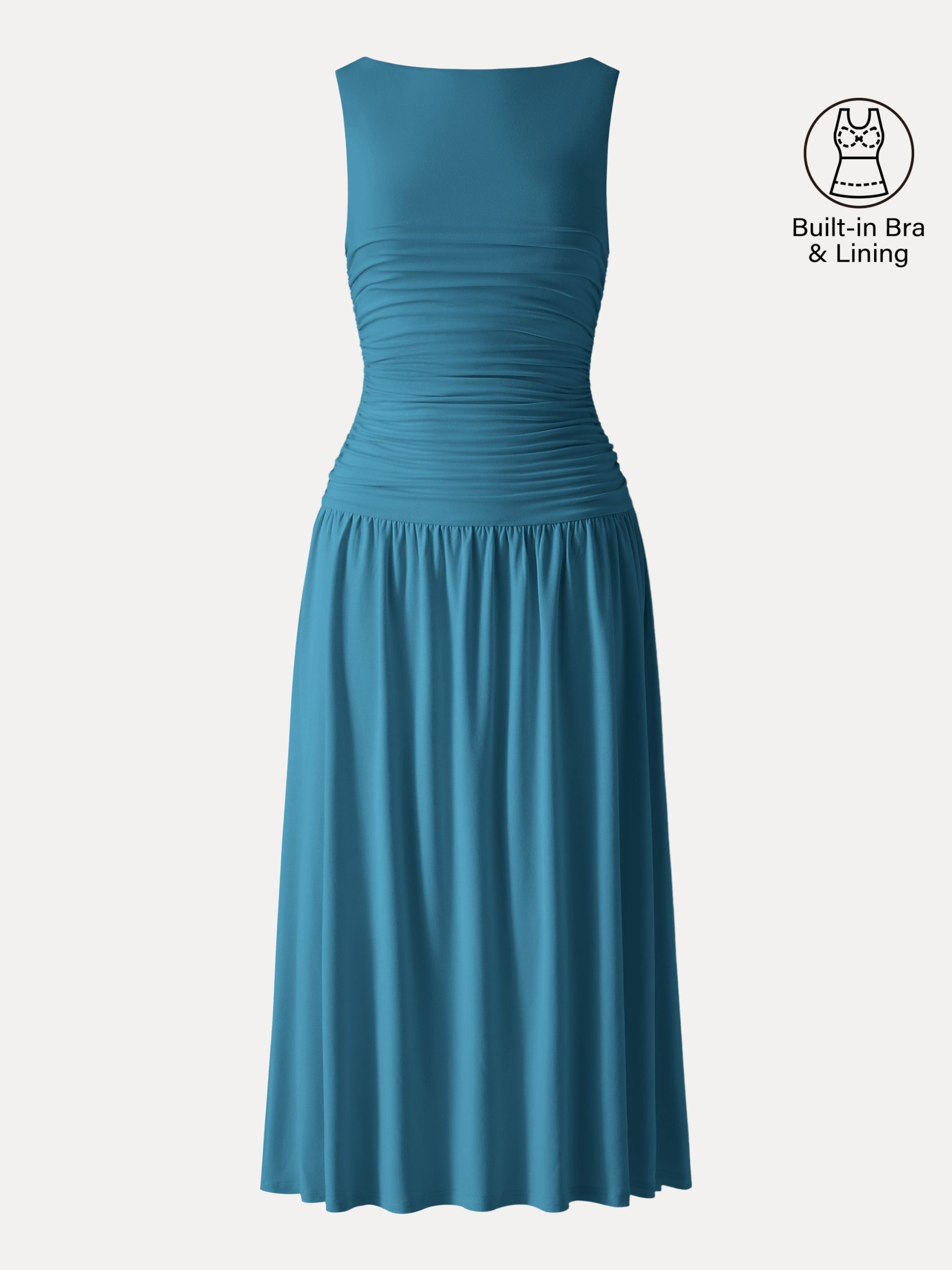 SkinKiss Cooling Boatneck Ruched Midi Bra Dress - Image 15