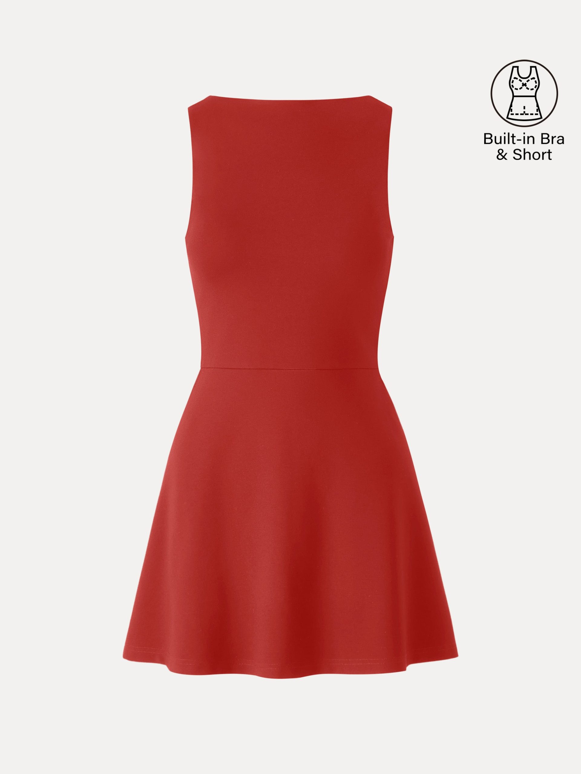 Classy Boatneck Fit-and-Flare Mini Bra Dress - Image 16