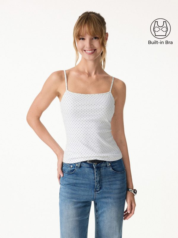 Stretch Cotton Polka Dot Adujstable Spaghetti Bra Top Limited Edition