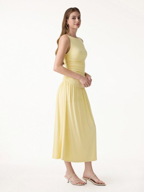 SkinKiss Cooling Boatneck Ruched Midi Bra Dress