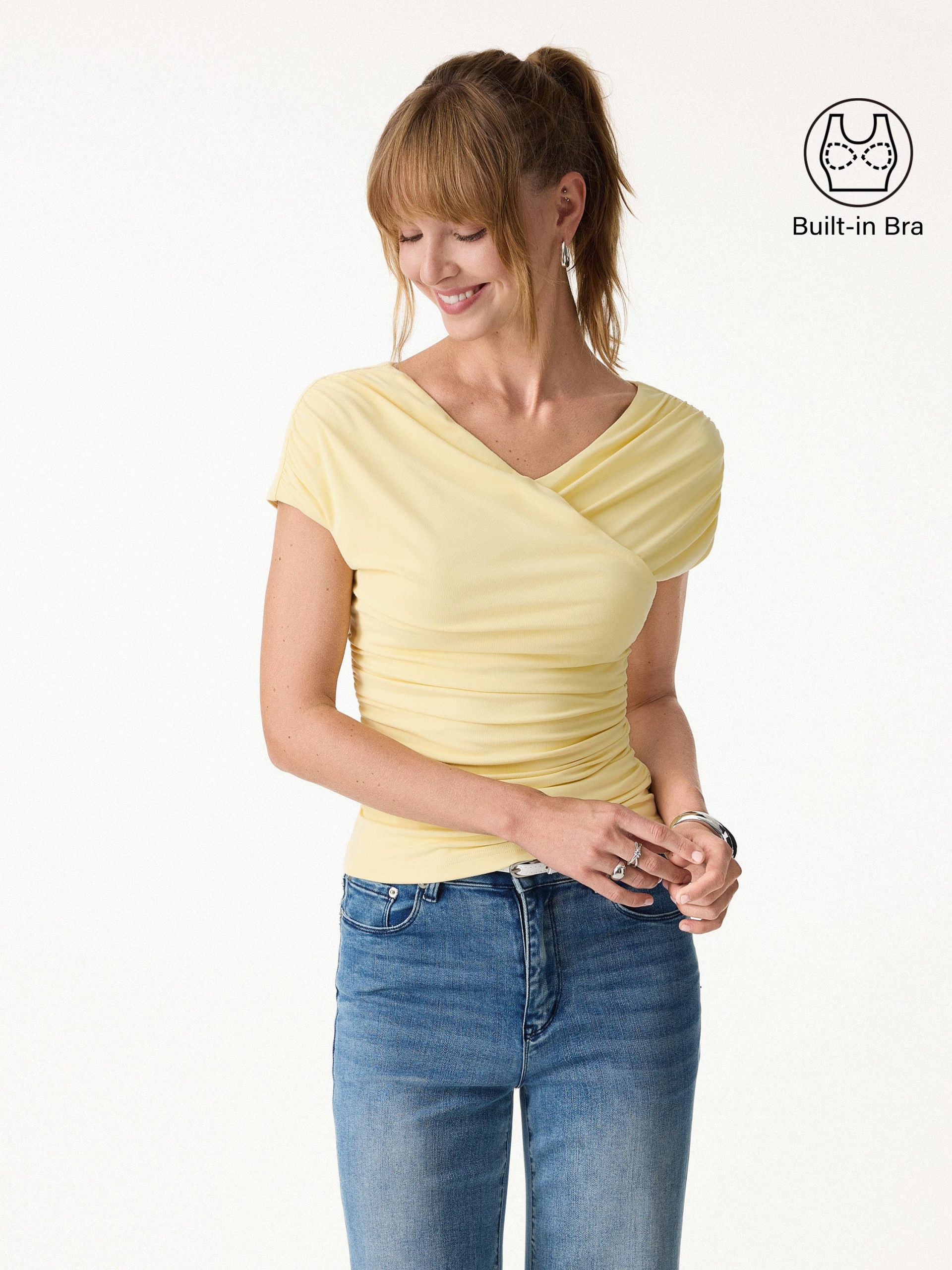 SkinKiss Surplice V-Neck Ruching Bra Top - Image 5