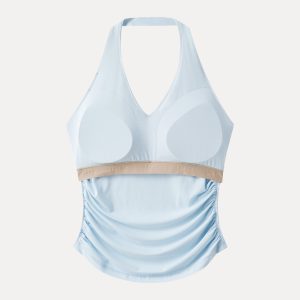 Halter Neck Side Gathered New Airy Bra Tank - Image 11