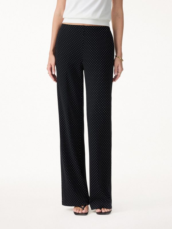 Stretch Cotton Polka Dot Wide Leg Pull-On Pants with Pockets Limited Edition
