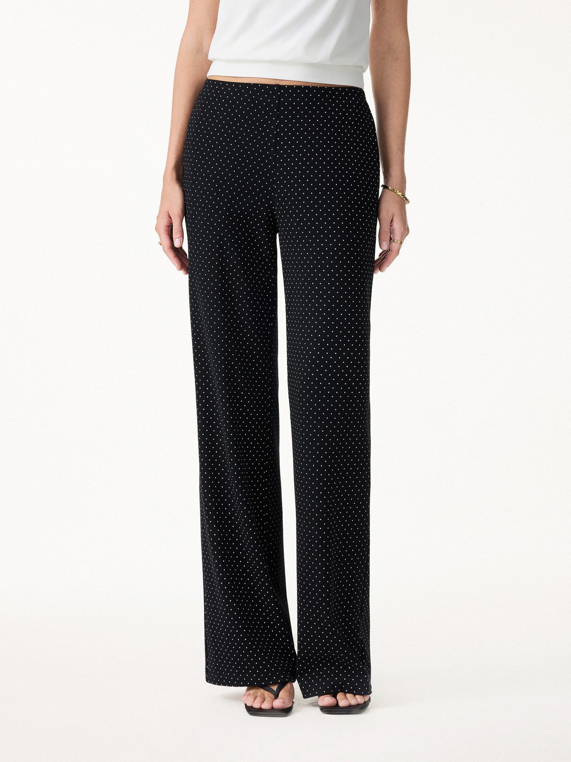 Stretch Cotton Polka Dot Wide Leg Pull-On Pants with Pockets Limited Edition - Image 7