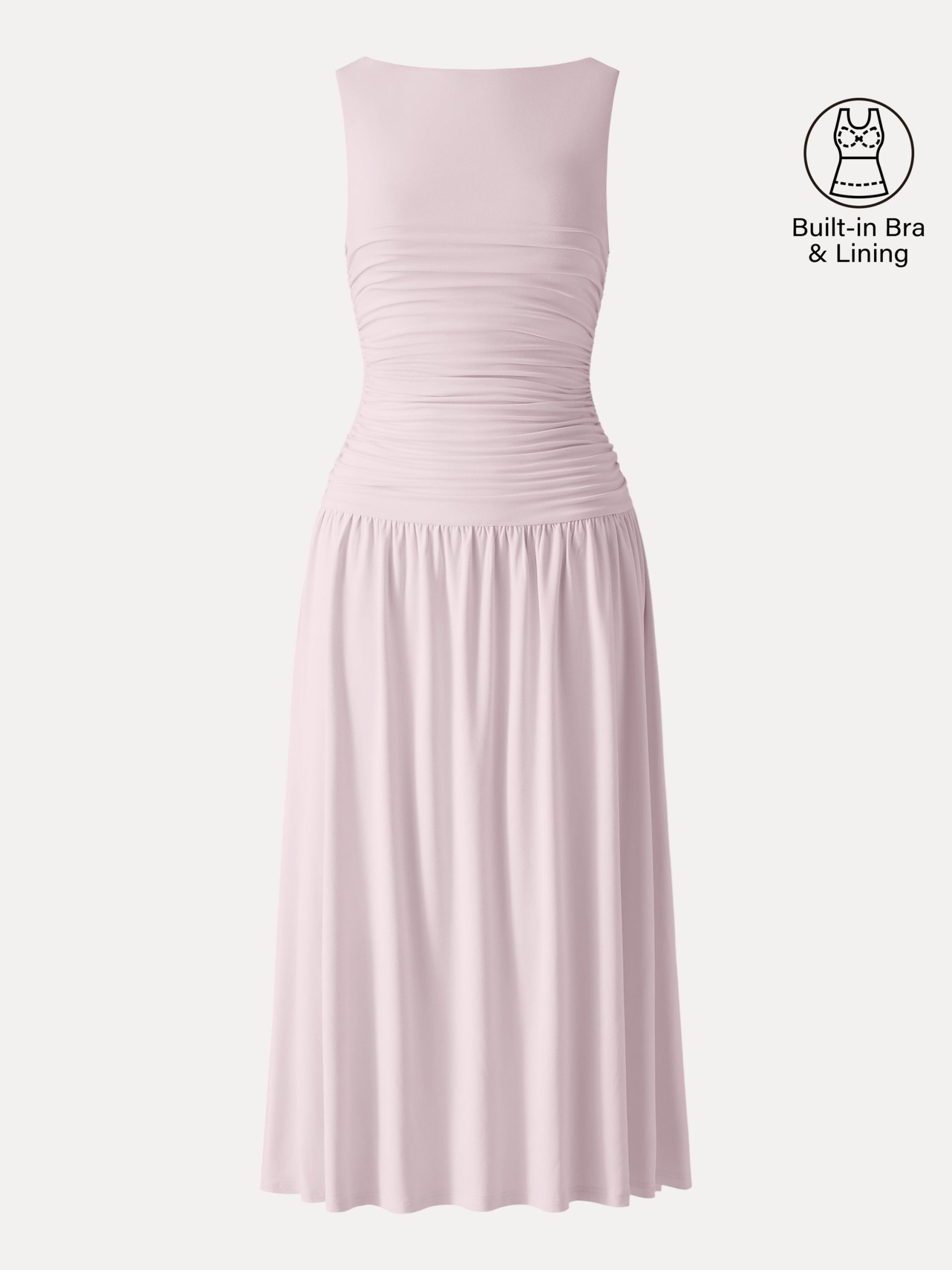 SkinKiss Cooling Boatneck Ruched Midi Bra Dress - Image 12