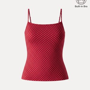 Stretch Cotton Polka Dot Adujstable Spaghetti Bra Top Limited Edition - Image 2