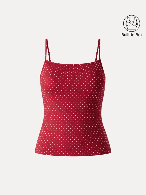 Stretch Cotton Polka Dot Adujstable Spaghetti Bra Top Limited Edition