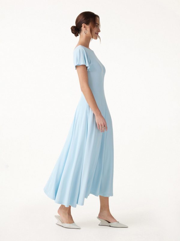 SkinKiss Boatneck Fit-and-Flare Maxi Travel Bra Dress with Pockets