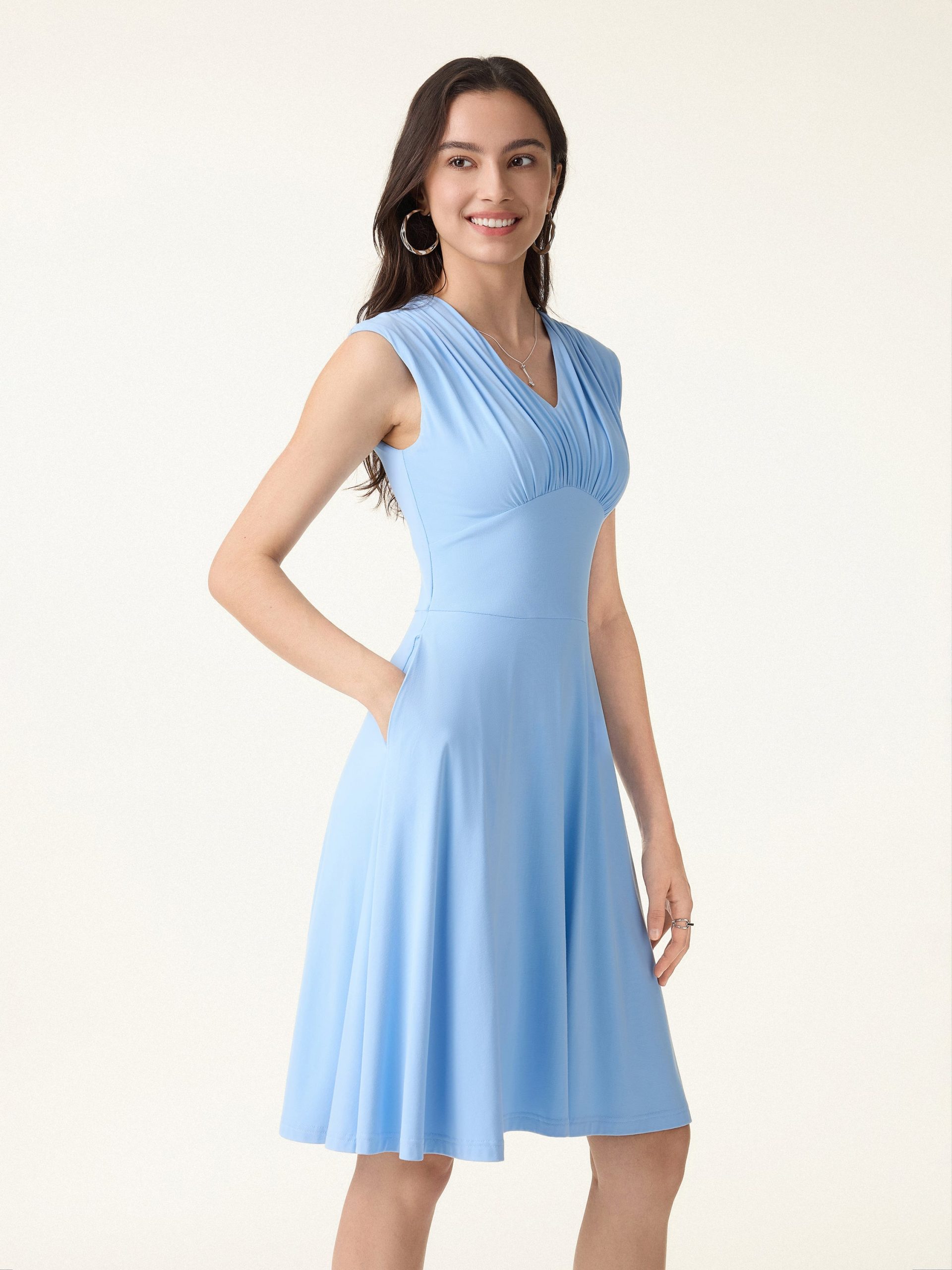 SkinKiss Cooling V-Neck Gathered Bra Dress with Pockets - Image 7